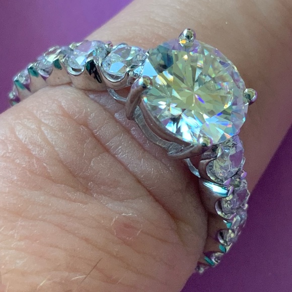 ❌SOLD❌MOISSANITE SOLITARE RING 1.26 TWC/LAB-CREATED/14K WHITE GOLD-PLATED - Picture 7 of 7